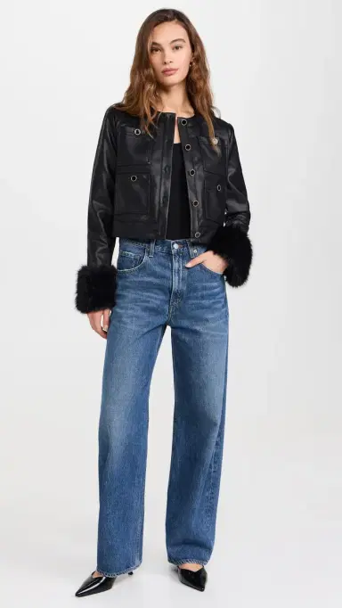 Wayf Boxy eather Jacket Black | Thumbnail 5 Wayf Boxy eather Jacket Black | Thumbnail 5