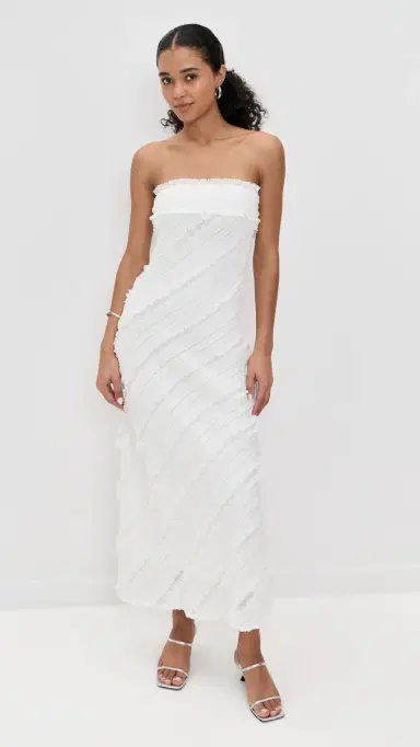 endless rose Strapless Ruffled Maxi Dress White | Thumbnail 2 endless rose Strapless Ruffled Maxi Dress White | Thumbnail 2
