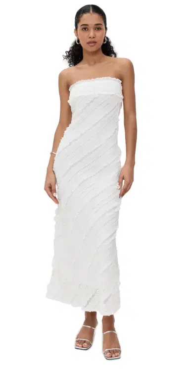 endless rose Strapless Ruffled Maxi Dress White | Thumbnail 1 endless rose Strapless Ruffled Maxi Dress White | Thumbnail 1
