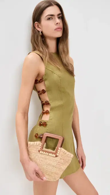 VRG GRL Tia Linen Mini Dress Olive | Thumbnail 2 VRG GRL Tia Linen Mini Dress Olive | Thumbnail 2
