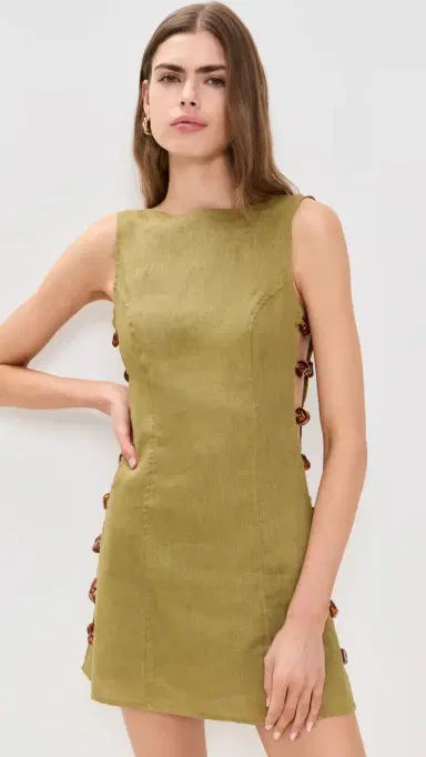 VRG GRL Tia Linen Mini Dress Olive | Thumbnail 3 VRG GRL Tia Linen Mini Dress Olive | Thumbnail 3