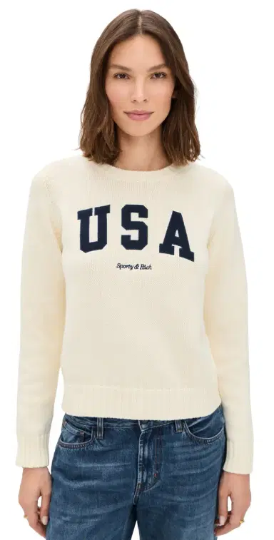 Sporty & Rich UA Knitted Sweater Ecru | Thumbnail 1 Sporty & Rich UA Knitted Sweater Ecru | Thumbnail 1