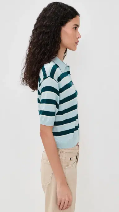 ASTR the Label cottie Polo Sweater Blue tripe | Thumbnail 4 ASTR the Label cottie Polo Sweater Blue tripe | Thumbnail 4