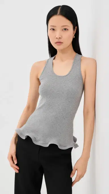 Stella McCartney Frilled Hem Rib Tank Grey Melange | Thumbnail 2 Stella McCartney Frilled Hem Rib Tank Grey Melange | Thumbnail 2