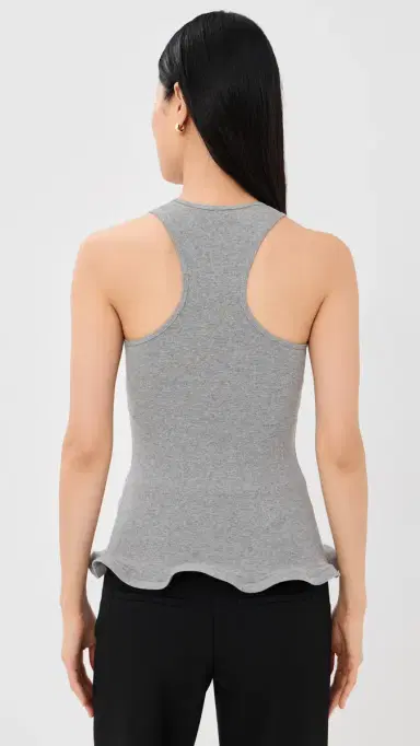Stella McCartney Frilled Hem Rib Tank Grey Melange | Thumbnail 3 Stella McCartney Frilled Hem Rib Tank Grey Melange | Thumbnail 3
