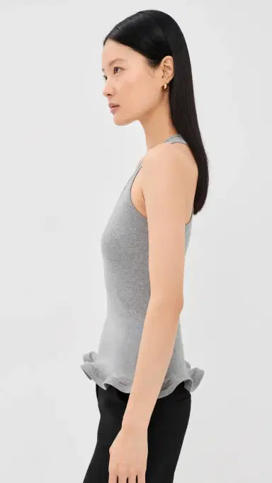 Stella McCartney Frilled Hem Rib Tank Grey Melange | Thumbnail 4 Stella McCartney Frilled Hem Rib Tank Grey Melange | Thumbnail 4