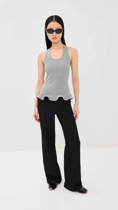 Stella McCartney Frilled Hem Rib Tank Grey Melange | Thumbnail 5 Stella McCartney Frilled Hem Rib Tank Grey Melange | Thumbnail 5