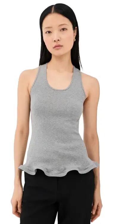 Stella McCartney Frilled Hem Rib Tank Grey Melange | Thumbnail 1 Stella McCartney Frilled Hem Rib Tank Grey Melange | Thumbnail 1