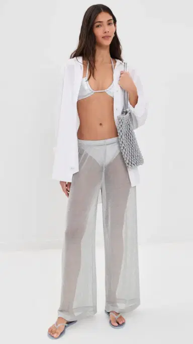 STAUD Ali etallic Coverup Pants Silver | Thumbnail 5 STAUD Ali etallic Coverup Pants Silver | Thumbnail 5
