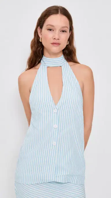 SEVEN WONDERS Dania Halter Vest Top Blue Stripe | Thumbnail 2 SEVEN WONDERS Dania Halter Vest Top Blue Stripe | Thumbnail 2