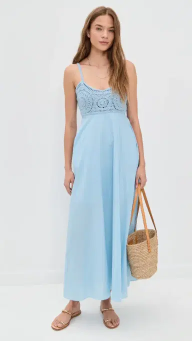Playa Lucila Crochet Combo Maxi Dress Baby Blue | Thumbnail 5 Playa Lucila Crochet Combo Maxi Dress Baby Blue | Thumbnail 5