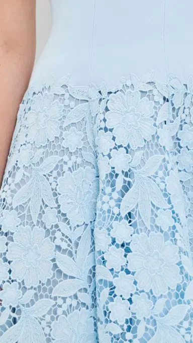 Self-Portrait Blue Crepe Lace Mini Dress | Thumbnail 6 Self-Portrait Blue Crepe Lace Mini Dress | Thumbnail 6