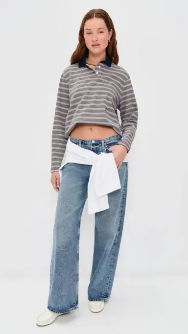 Hommegirls Homme Girls x Fruit of the Loom Striped Long Sleeve Polo Lavendar Stripe M | Thumbnail 6 Hommegirls Homme Girls x Fruit of the Loom Striped Long Sleeve Polo Lavendar Stripe M | Thumbnail 6