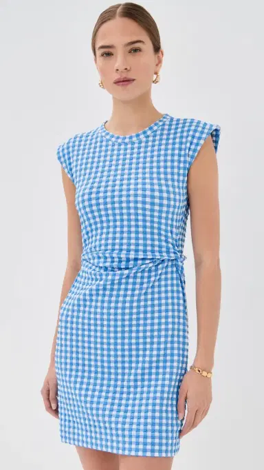 Tanya Taylor Short Sleeveless Aurora Dress Vista Blue/White | Thumbnail 2 Tanya Taylor Short Sleeveless Aurora Dress Vista Blue/White | Thumbnail 2