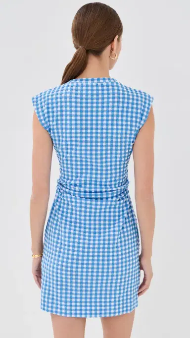 Tanya Taylor Short Sleeveless Aurora Dress Vista Blue/White | Thumbnail 3 Tanya Taylor Short Sleeveless Aurora Dress Vista Blue/White | Thumbnail 3
