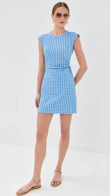 Tanya Taylor Short Sleeveless Aurora Dress Vista Blue/White | Thumbnail 5 Tanya Taylor Short Sleeveless Aurora Dress Vista Blue/White | Thumbnail 5
