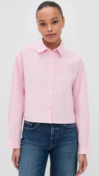 perfectwhitetee Naomi Cotton Poplin Button Down Shirt ugar Pink | Thumbnail 2 perfectwhitetee Naomi Cotton Poplin Button Down Shirt ugar Pink | Thumbnail 2