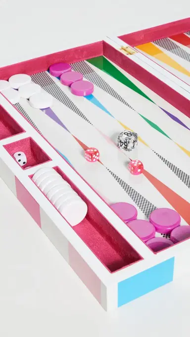 Jonathan Adler Rainbow Checkerboard Backgammon Set Multi One Size | Thumbnail 2 Jonathan Adler Rainbow Checkerboard Backgammon Set Multi One Size | Thumbnail 2