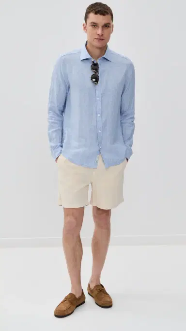Onia inen Slim Fit Shirt Oxford Blue | Thumbnail 5 Onia inen Slim Fit Shirt Oxford Blue | Thumbnail 5