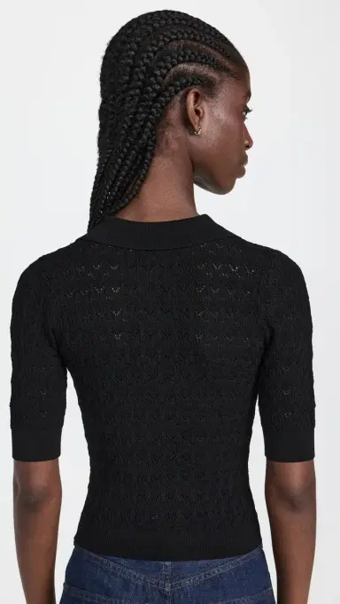 Sea Rue Fine Gauge Knit Polo Sweater Black | Thumbnail 3 Sea Rue Fine Gauge Knit Polo Sweater Black | Thumbnail 3
