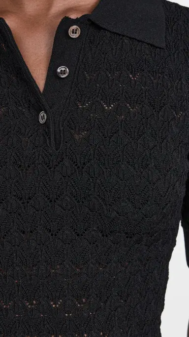Sea Rue Fine Gauge Knit Polo Sweater Black | Thumbnail 6 Sea Rue Fine Gauge Knit Polo Sweater Black | Thumbnail 6