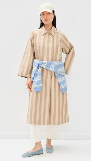 The Tiny Big Sister Striped Trench Coat Mocha/Dark Vanilla | Thumbnail 2 The Tiny Big Sister Striped Trench Coat Mocha/Dark Vanilla | Thumbnail 2