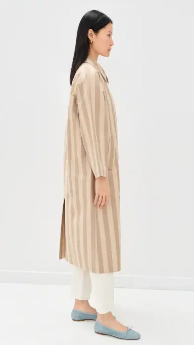 The Tiny Big Sister Striped Trench Coat Mocha/Dark Vanilla | Thumbnail 5 The Tiny Big Sister Striped Trench Coat Mocha/Dark Vanilla | Thumbnail 5