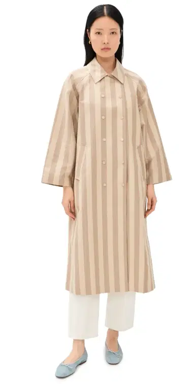 The Tiny Big Sister Striped Trench Coat Mocha/Dark Vanilla | Thumbnail 1 The Tiny Big Sister Striped Trench Coat Mocha/Dark Vanilla | Thumbnail 1