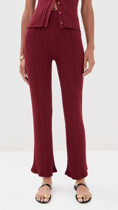 LE BOP Ribbed Flare Pants Oxblood M | Thumbnail 2 LE BOP Ribbed Flare Pants Oxblood M | Thumbnail 2