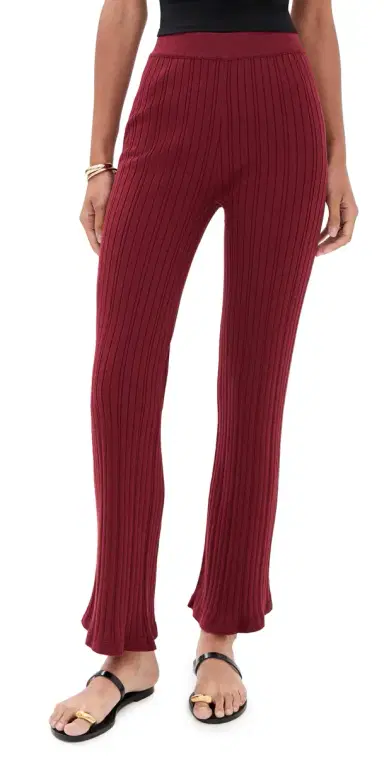 LE BOP Ribbed Flare Pants Oxblood M | Thumbnail 1 LE BOP Ribbed Flare Pants Oxblood M | Thumbnail 1