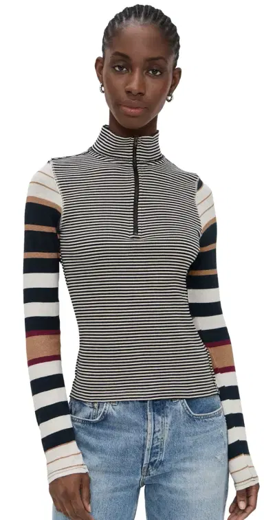 Free People Avery Zip Up Black Combo | Thumbnail 1 Free People Avery Zip Up Black Combo | Thumbnail 1