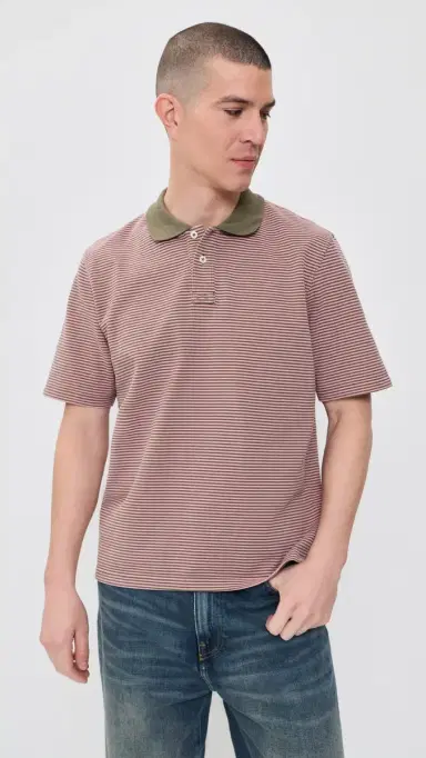 Corridor Stripe Pique Polo Pink | Thumbnail 2 Corridor Stripe Pique Polo Pink | Thumbnail 2