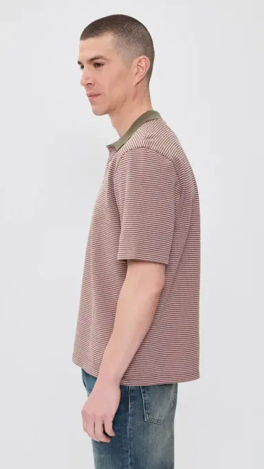 Corridor Stripe Pique Polo Pink | Thumbnail 4 Corridor Stripe Pique Polo Pink | Thumbnail 4