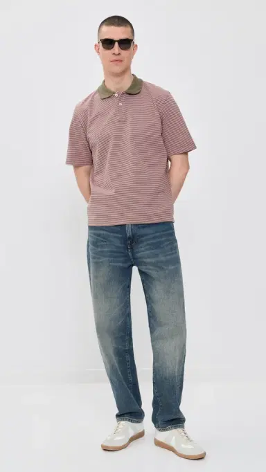 Corridor Stripe Pique Polo Pink | Thumbnail 5 Corridor Stripe Pique Polo Pink | Thumbnail 5