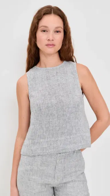 Madewell Pleated Linen Top Mini Black White Stripe | Thumbnail 2 Madewell Pleated Linen Top Mini Black White Stripe | Thumbnail 2