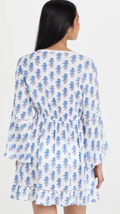 Playa Lucila Mini Border Print Kimono Coverup Dress Blue Border Print | Thumbnail 3 Playa Lucila Mini Border Print Kimono Coverup Dress Blue Border Print | Thumbnail 3