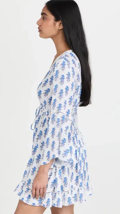 Playa Lucila Mini Border Print Kimono Coverup Dress Blue Border Print | Thumbnail 4 Playa Lucila Mini Border Print Kimono Coverup Dress Blue Border Print | Thumbnail 4
