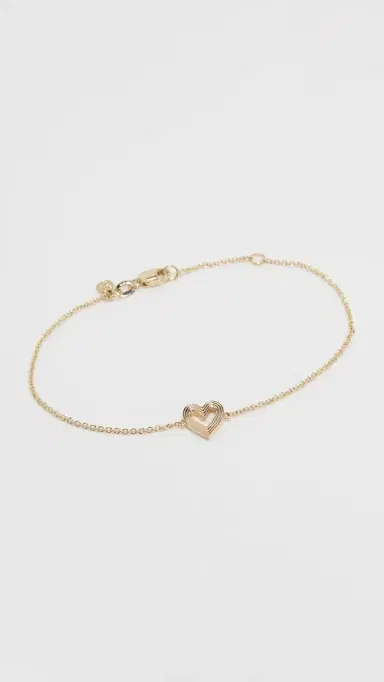 Sydney Evan 14k Gold Fluted Heart Bracelet Yellow Gold One Size | Thumbnail 2 Sydney Evan 14k Gold Fluted Heart Bracelet Yellow Gold One Size | Thumbnail 2