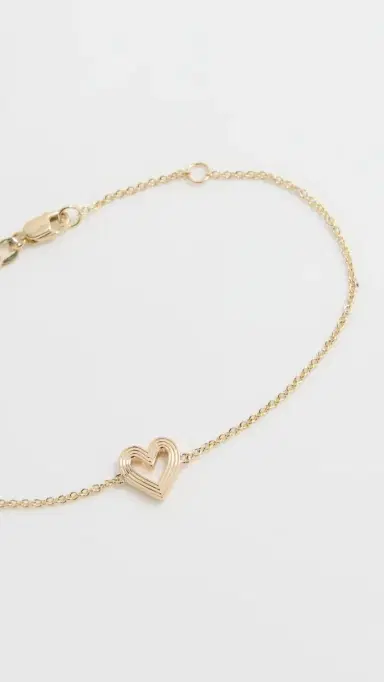 Sydney Evan 14k Gold Fluted Heart Bracelet Yellow Gold One Size | Thumbnail 4 Sydney Evan 14k Gold Fluted Heart Bracelet Yellow Gold One Size | Thumbnail 4