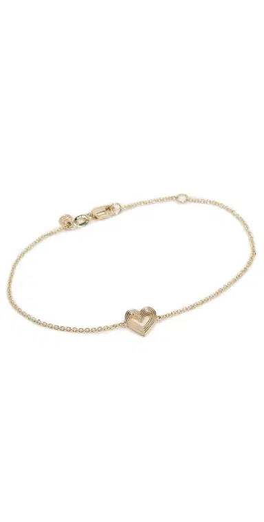 Sydney Evan 14k Gold Fluted Heart Bracelet Yellow Gold One Size | Thumbnail 1 Sydney Evan 14k Gold Fluted Heart Bracelet Yellow Gold One Size | Thumbnail 1