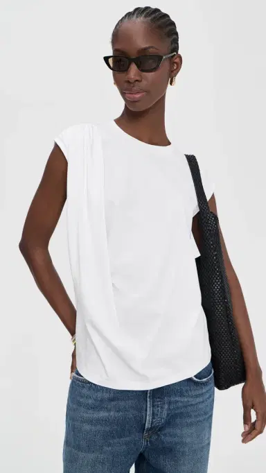Vince Relaxed Drape Top Optic White | Thumbnail 2 Vince Relaxed Drape Top Optic White | Thumbnail 2