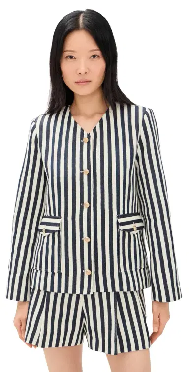 ASTR the Label Danae Blazer Cream Navy Stripe | Thumbnail 1 ASTR the Label Danae Blazer Cream Navy Stripe | Thumbnail 1