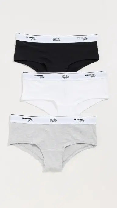 Hommegirls Homme Girls X Fruit of the Loom Boy Shorts 3 Pack Black/Heather Grey/White L | Thumbnail 2 Hommegirls Homme Girls X Fruit of the Loom Boy Shorts 3 Pack Black/Heather Grey/White L | Thumbnail 2