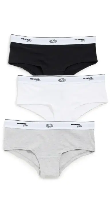 Hommegirls Homme Girls X Fruit of the Loom Boy Shorts 3 Pack Black/Heather Grey/White L | Thumbnail 1 Hommegirls Homme Girls X Fruit of the Loom Boy Shorts 3 Pack Black/Heather Grey/White L | Thumbnail 1