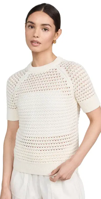 Varley Alva Knit Tee Egret L | Thumbnail 1 Varley Alva Knit Tee Egret L | Thumbnail 1