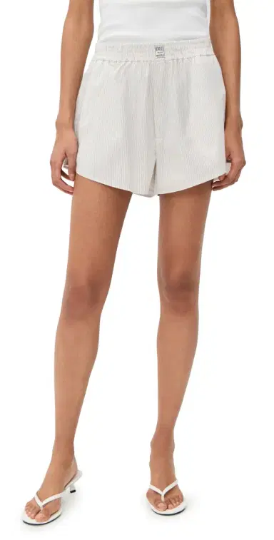 MM6 Maison Margiela Stripe Shorts Off White/Grey | Thumbnail 1 MM6 Maison Margiela Stripe Shorts Off White/Grey | Thumbnail 1
