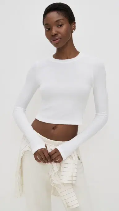Splits59 Louise Rib Long Sleeve Crop White | Thumbnail 2 Splits59 Louise Rib Long Sleeve Crop White | Thumbnail 2