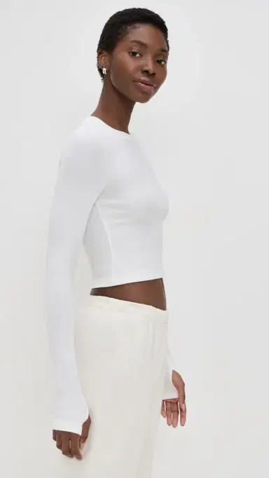 Splits59 Louise Rib Long Sleeve Crop White | Thumbnail 4 Splits59 Louise Rib Long Sleeve Crop White | Thumbnail 4