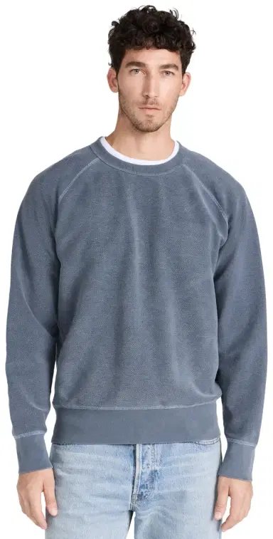 Save Khaki Twillback Terry Reversible Crew Sweatshirt Navy | Thumbnail 1 Save Khaki Twillback Terry Reversible Crew Sweatshirt Navy | Thumbnail 1