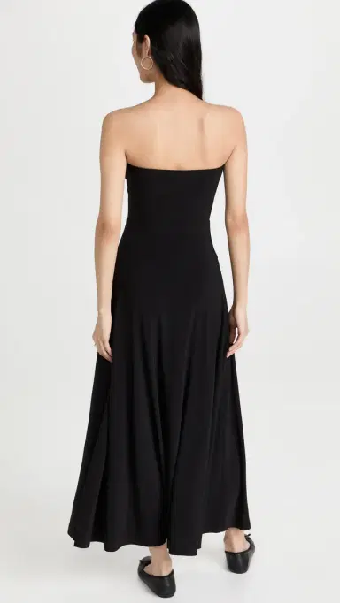 Norma Kamali Strapless Flared Dress To Midcalf Black | Thumbnail 3 Norma Kamali Strapless Flared Dress To Midcalf Black | Thumbnail 3